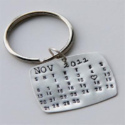 JR1235 Silver Calendar Keychain
