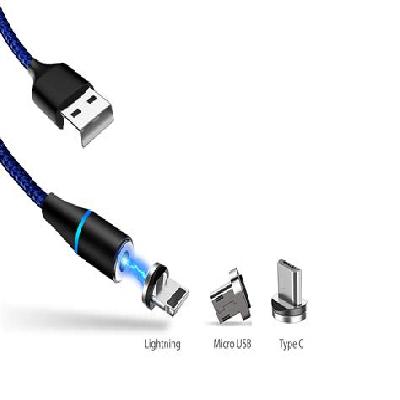 Black Red Micro USB Type-C and Lightning USB Cable With Logo Branding