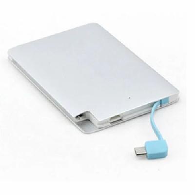 White With Your Logo Branding Credit Card Power Bank 2500 mAh