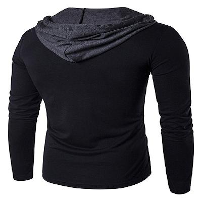 Men Black Full Sleeves Hooded T Shirt
