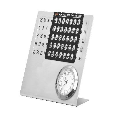 Steel Life Time Calender With Clock 