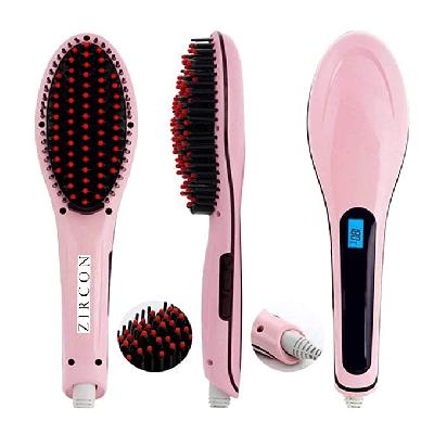 Fast Hair Straightner Brush With Temperature Control Lcd Screen