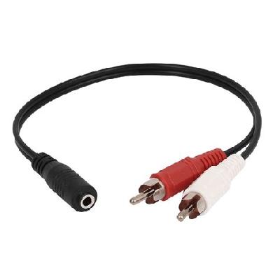 3.5mm Stereo Female to 2 RCA Female Adapter Coupler