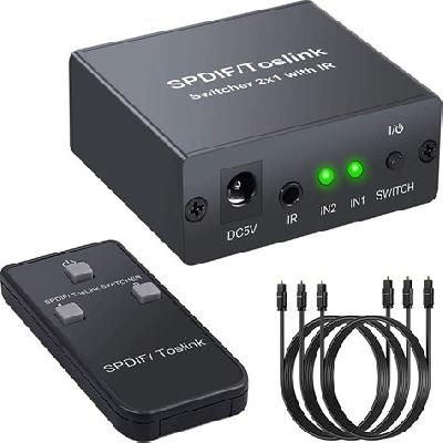 Toslink Optical SPDIF Digital Audio Splitter 1 In 2 Out