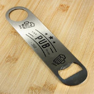Printed Bar Blade Black Bottle Opener