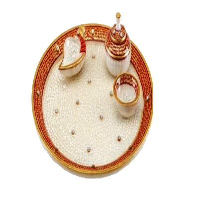 Round Marble Pooja Plate