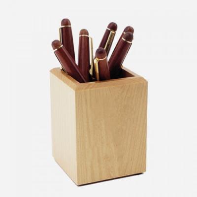 Wooden Pen Stand With Clock