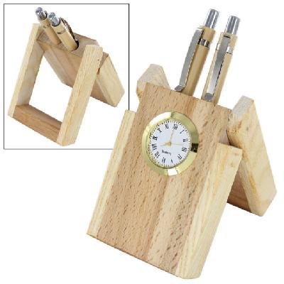 Promotional Table Clock With Pen Stand
