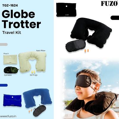 Fuzo Globe Trotter : Companion Pouch Travel Neck Pillow Eye Mask Ear Plugs
