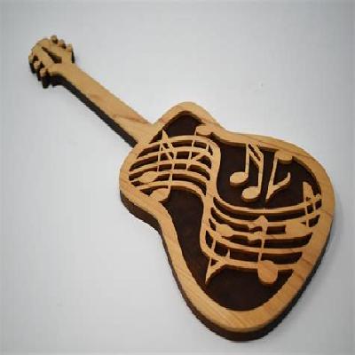 Guitar Shaped Engraved Wooden Plaque