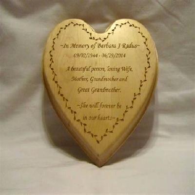 Heart Shaped Engraved Wood Plaque