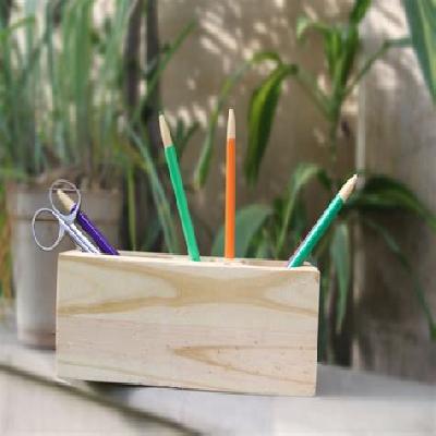 Rectangular Wooden Pen Holder