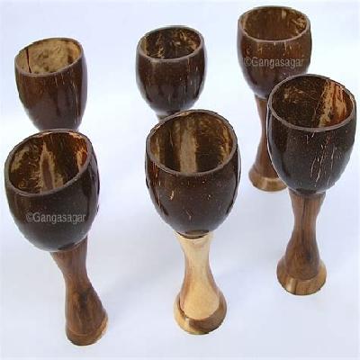 Coconut Copper with Steel Carving Glasses (MRP 1828 Set of 6Pcs)