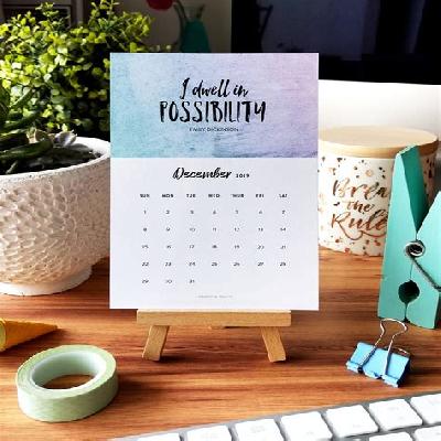 Printed Desk Calendar with Motivational Themes