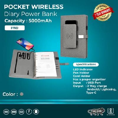 Pocket Wireless Diary with 5000mAh Power Bank PWD