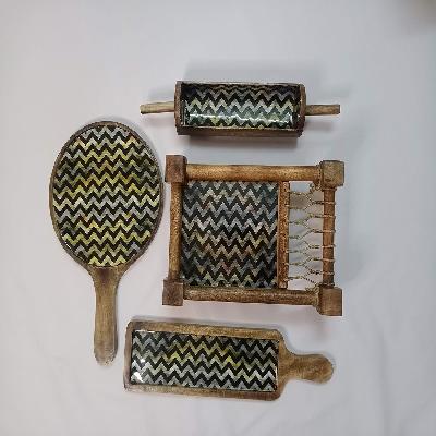 Wooden Khatiya with Ceramic Bowl