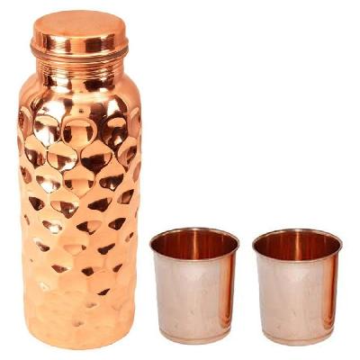Copper Bottle And Glass Set