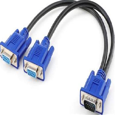 Vga Y Splitter Cable 1 Male Vga to 2 Female Vga Splitter Cable(Extra Heavy Build Quality Cable)