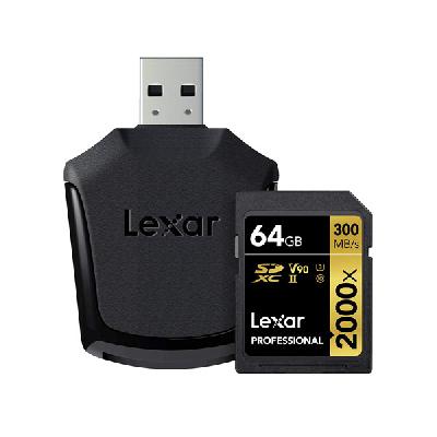 Lexar Professional 2000x SDHC SDXC UHS-II U3 SD Memory Cards 64GB to 128GB
