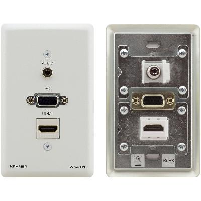 Multimedia Modular Wall Face Plate with HDMI   VGA   AUX Panel Sockets - White