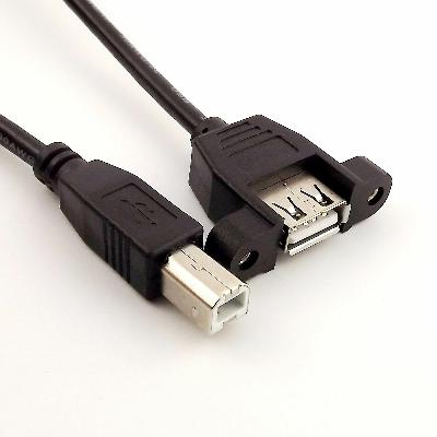 Panel Mount USB 2.0 Cable Type A Male to Type B Female 1.5M 4.5 ft