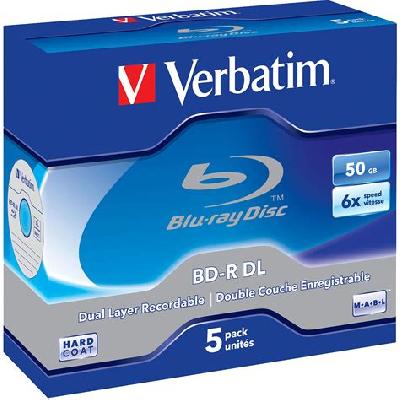 Verbatim Blu-Ray Recordable BD-R DL 50GB Jewel Case 5 Pack 50 GB
