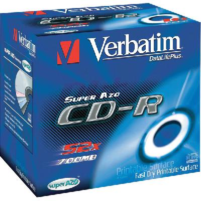 Verbatim CD Recordable CD-R AZO Spindle InkJet Printable IJP 700MB