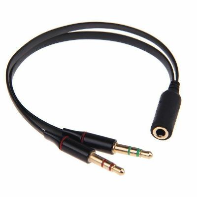 3-5mm Jack 2 Male To 1 Female Audio Splitter Cable Mic