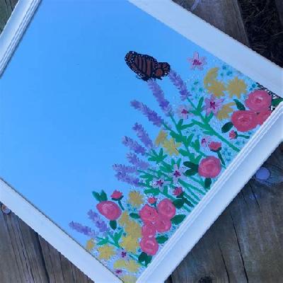 Glass Mirror Painting Plant