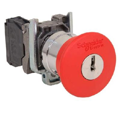 Key release emergency pushbutton