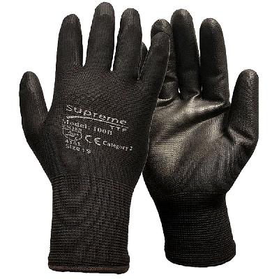 Black PU Coated Hand Gloves