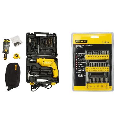 STANLEY SDH600KV 13mm 600Watt Hammer Drill and Hand Tools Kit for Home