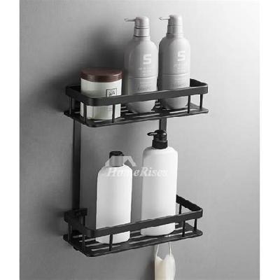 Black Rectangle SS Bathroom Wall Shelf