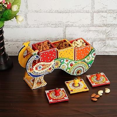 Wooden Dry Fruit Box Antique Look - Peacock