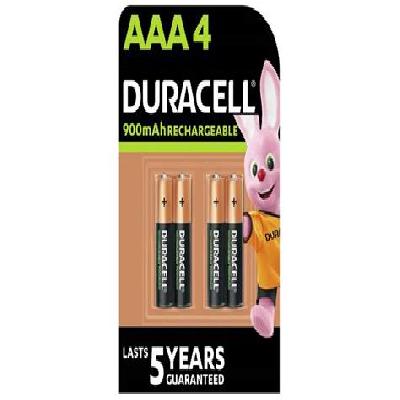 Duracell Rechargeable Aaa 900 Mah Batteries, Pack Of 4