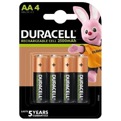 Duracell Rechargeable Ultra Type Aa Batteries 2500 Mah, Pack Of 4