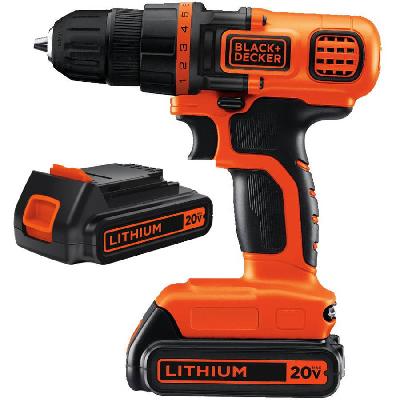 Black Decker 20V Max Cordless Drill-Driver With 2 Batteries