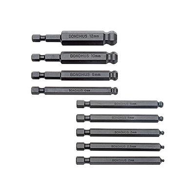 Bondhus 10899, Set 9 Ball End Power Bits (2-12mm)