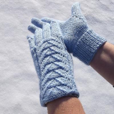 Knitted Blue Cotton Hand Gloves