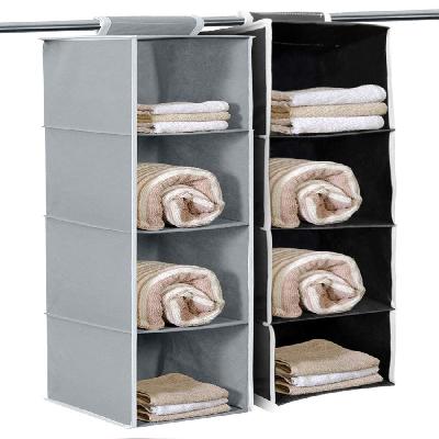 MECHDEL-Hanging 4 Shelf Wardrobe Organizer- Grey