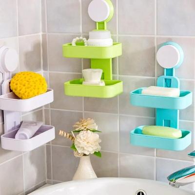 2 Layer Plastic Bathroom Soap Stand Holder Bathroom Shelve Soap Box