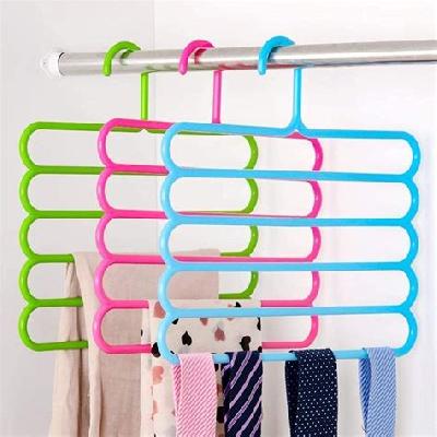 5 Layer Plastic Clothes Hanger Multifunction 5 Layer Plastic Hangers