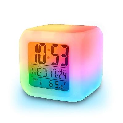 7 Colour Changing LED Digital Alarm Clock with Date, Time, Temperature for Office Bedroom
