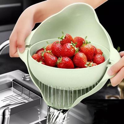 Double Drain Basket Bowl For Washing Kitchen Strainer Noodle Vegetable Fruit Storage