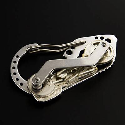 Multi-Function Pocket Stainless Steel Key Organizer with Dual LED Lights Key Chains