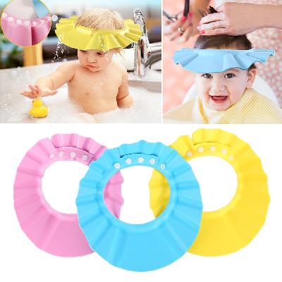 Safe Shampoo Shower Bathing Protect Soft Cap Hat for Baby Children Kids Button