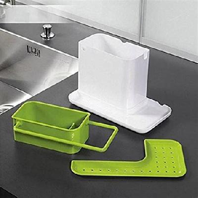 Self Draining Sink Tidy with Suction Cup Organizer Brush Sponge Cleaning Cloth Holder