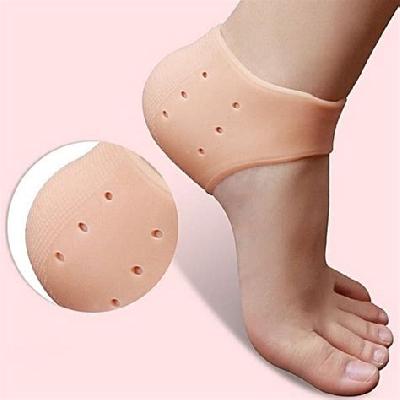 Silicone Blue Socks - Unisex Silicone Gel Heel Socks With Spa Botanical Gelpad