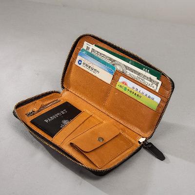 Travel Long Zipper Passport Holder Wallet for Credit Debit Card Wallet