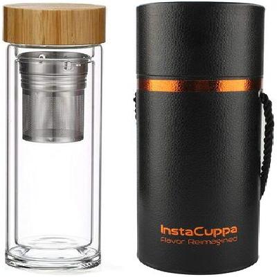 Glass Detox Water Bottle with Infuser Mesh Filter for Green Tea Coffee Fruit